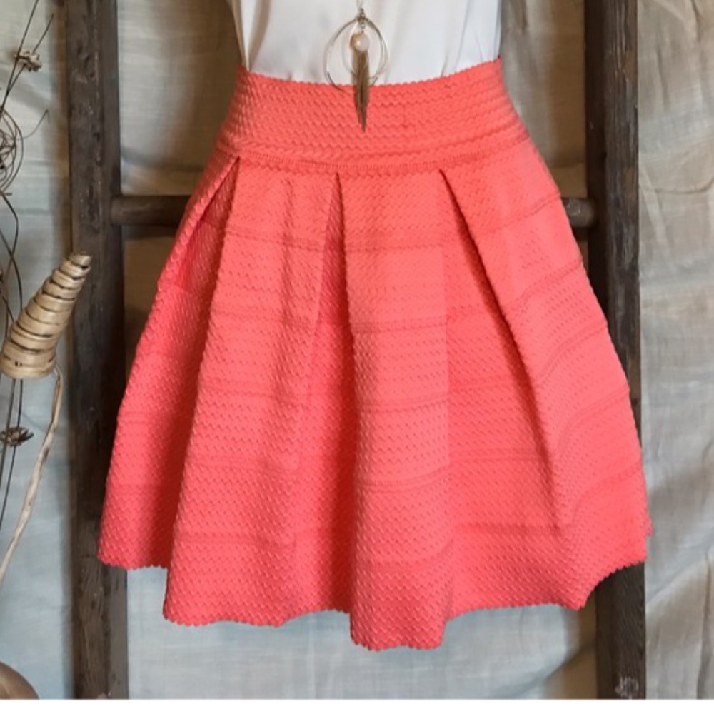 Honey Punch Coral/Sherbet Stretchy Mini Skirt
